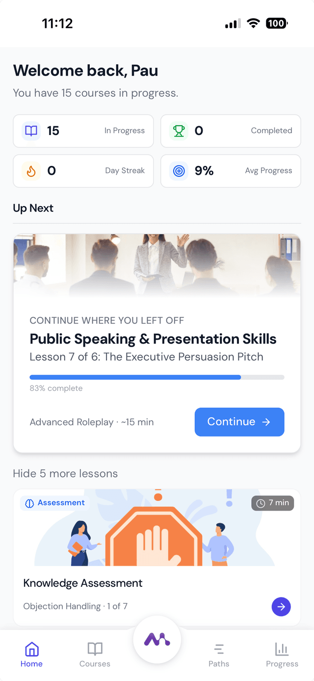 Mobile learner dashboard